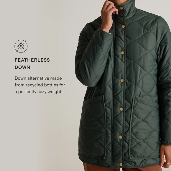 Quince Featherless Quilted Long Puffer Jacket Size XL Verdant Pine New With Tags - Picture 4 of 8